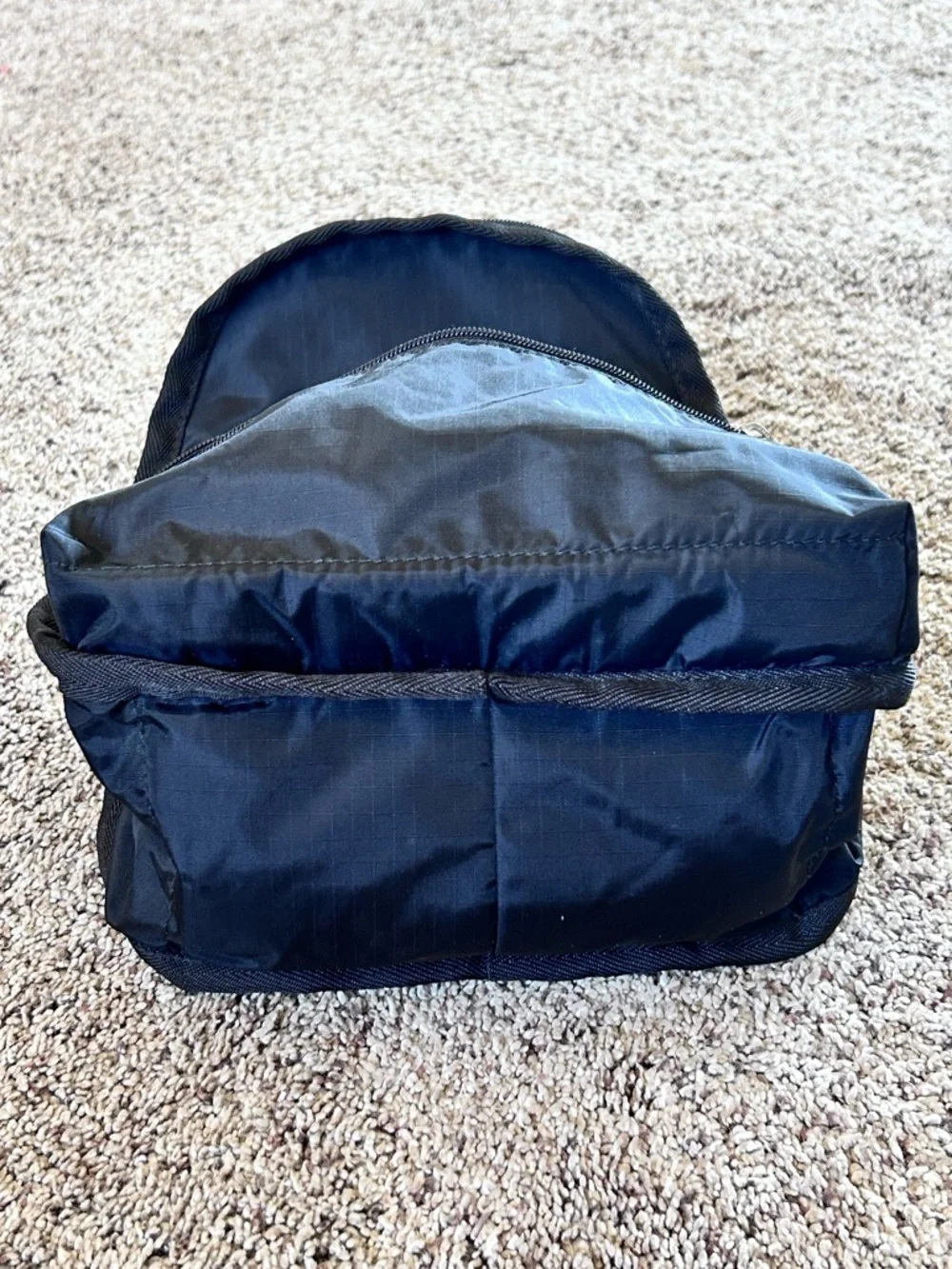 Lesportsac Route Black Nylon Mini Backpack with Front Zip Pocket 9” x 6” 10”